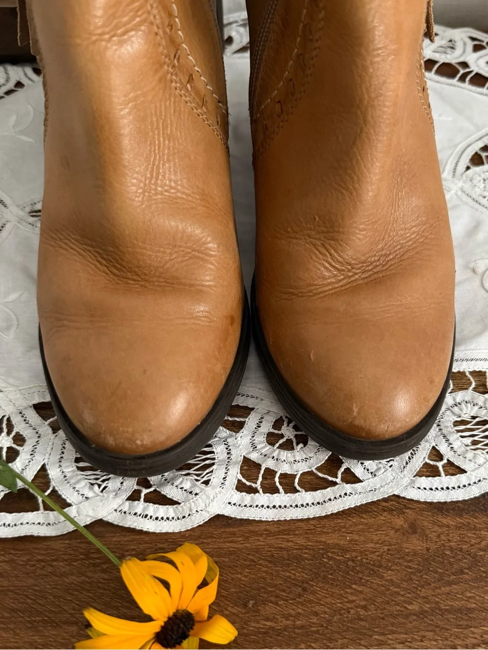 Pikolinos Leather Ankle Boots 38 US 7.5 8 Camel Tassel Boho Block Heel Boot